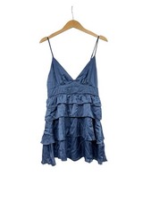 Forever 21 Y2K Style Babydoll Layered Ruffle Mini Dress Tunic Satin Womens M