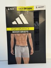 adidas Performance 4 Pack Boxer Briefs Black Quick-Dry Size S