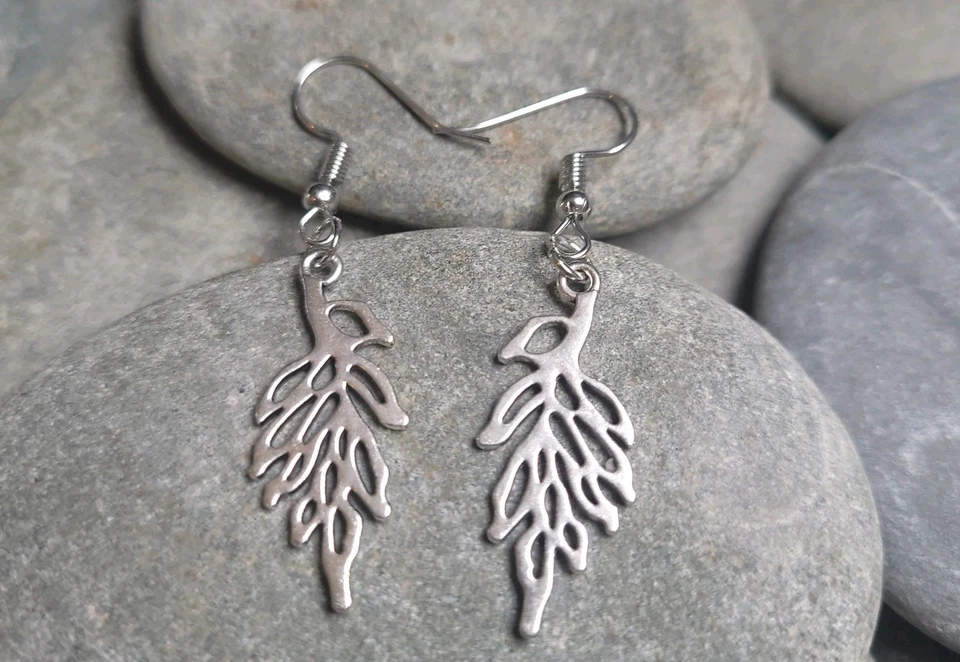 Pendientes hoja plata tibetana hojas filigrana colgantes Foto 4 de 4