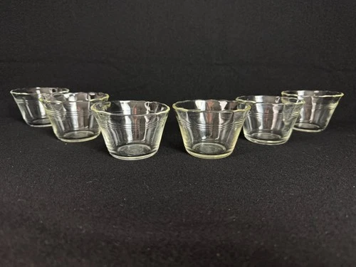 6 Vintage Pyrex #462 Custard Cup 3-Ring Ramekin 5 oz Dessert Bowl Scalloped Rim
