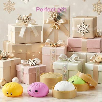 Dumpling Squishy Mystery Box Colorful Simulation Steamed Glitter Bun.