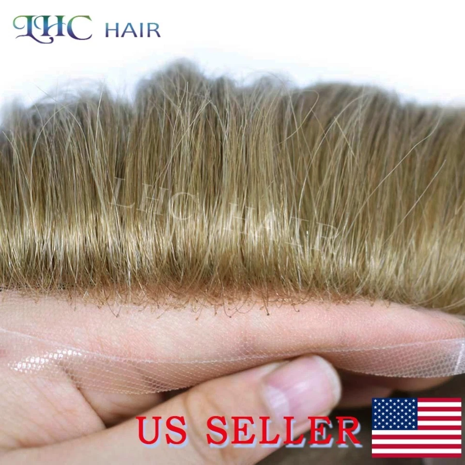 LyricalHair Para Hombres Toupee French Encaje Frontal Sistema de Cabello Humano Transpirable Pieza para el Pelo Foto 2 de 4