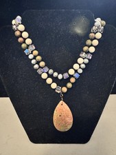 Unakite Jasper Beaded Boho Stone Artisan Necklace