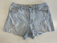Universal Thread Cut-Off Women Highest Rise Shortie Shorts Light Wash 10 R