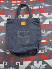 Levi's Denim Tote Jeans Bag Blu Lavaggio Scuro Borsa Denim Trasporto Tutto Su Campione Vintage?