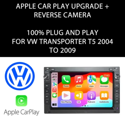 VW TRANSPORTER T5 CAR PLAY BLUETOOTH UPGRADE FOR 2004 TO 2009 VW Transporter T5 *2004 To 2009* Apple Car Play Car Stereo Upgrade + REVERSE CAM