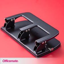 Medium Duty 3 Hole Punch with Ergonomic Handle, 30 Sheet Capacity, Black 90088