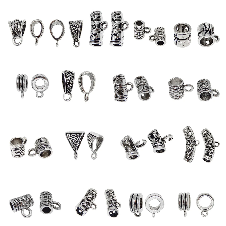 Silver Assorted Bail Bead Charm Spacer Tube Beads European Bracelet Pendant 20PC - Image 2 of 4