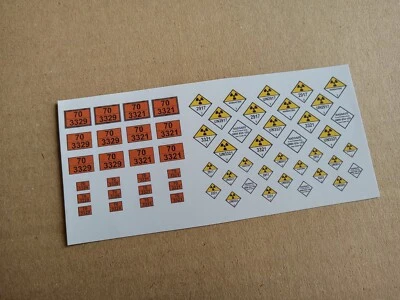 MODEL TRANSPORT GRAPHICS Radioactive Hazchem Labels for OO Accura Scale Bachmann Flask FNA PFA wagons