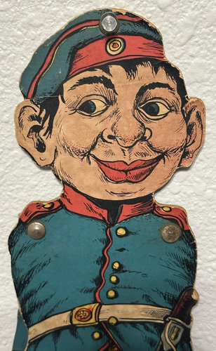 ANTIQUE PULL STRING SOLDIER JUMPING JACK LITHO PAPER ON WOOD - Picture 16 of 18