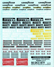 Colorado Decal 1/18 Tire Logo Type1 GOODYEAR PIRELLI BRIDGESTONE FireStone 11724