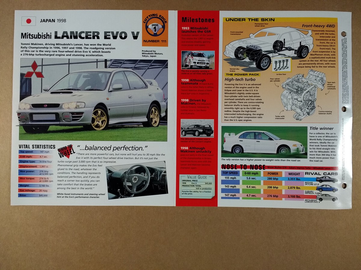 アクセサリー Lancer Evo. V official hardcover catalog 1998