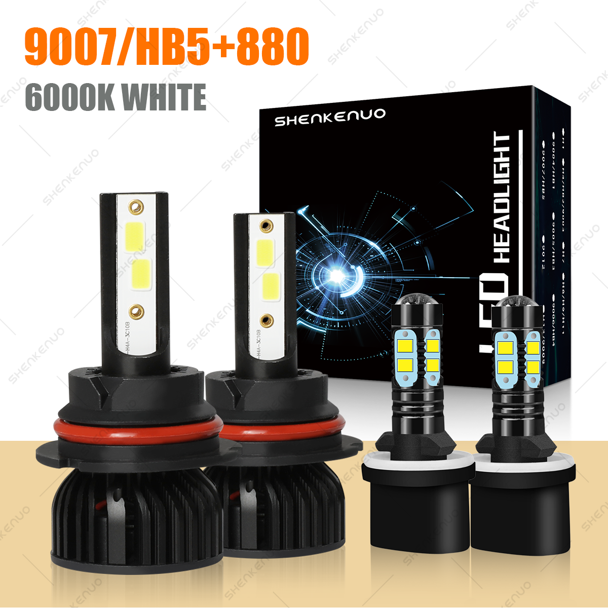 For Ford Thunderbird 1994-1997 6000K 4X LED Headlight High/Low +Fog Light Bulbs