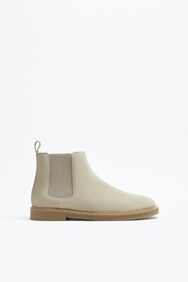 New Zara Suede Leather Chelsea Boots Men's US8 Ice 2006/121 shoes