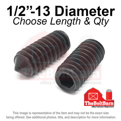 1/2''-13 Alloy Cone Point Allen Socket Set Screw Coarse Black Oxide (Pick Size)