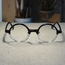 Retro round Japan handmade acetate eyeglasses black crystal glasses mens eyewear