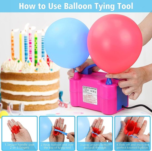 Electric Air Balloon Pump, Portable Dual Nozzle Electric Balloon Inflator 110V - Picture 9 of 9