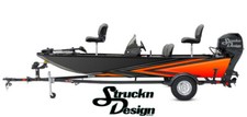 Boat Wrap Orange Gray Black Vinyl Graphic Decal Kit Fishing Abstract Angled Line