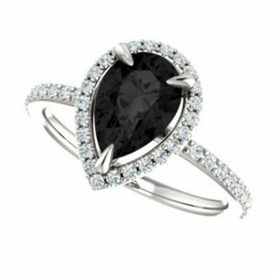 Stylish Trend Pear Cut Black CZ Maleficent Engagement & Wedding Rings For Women
