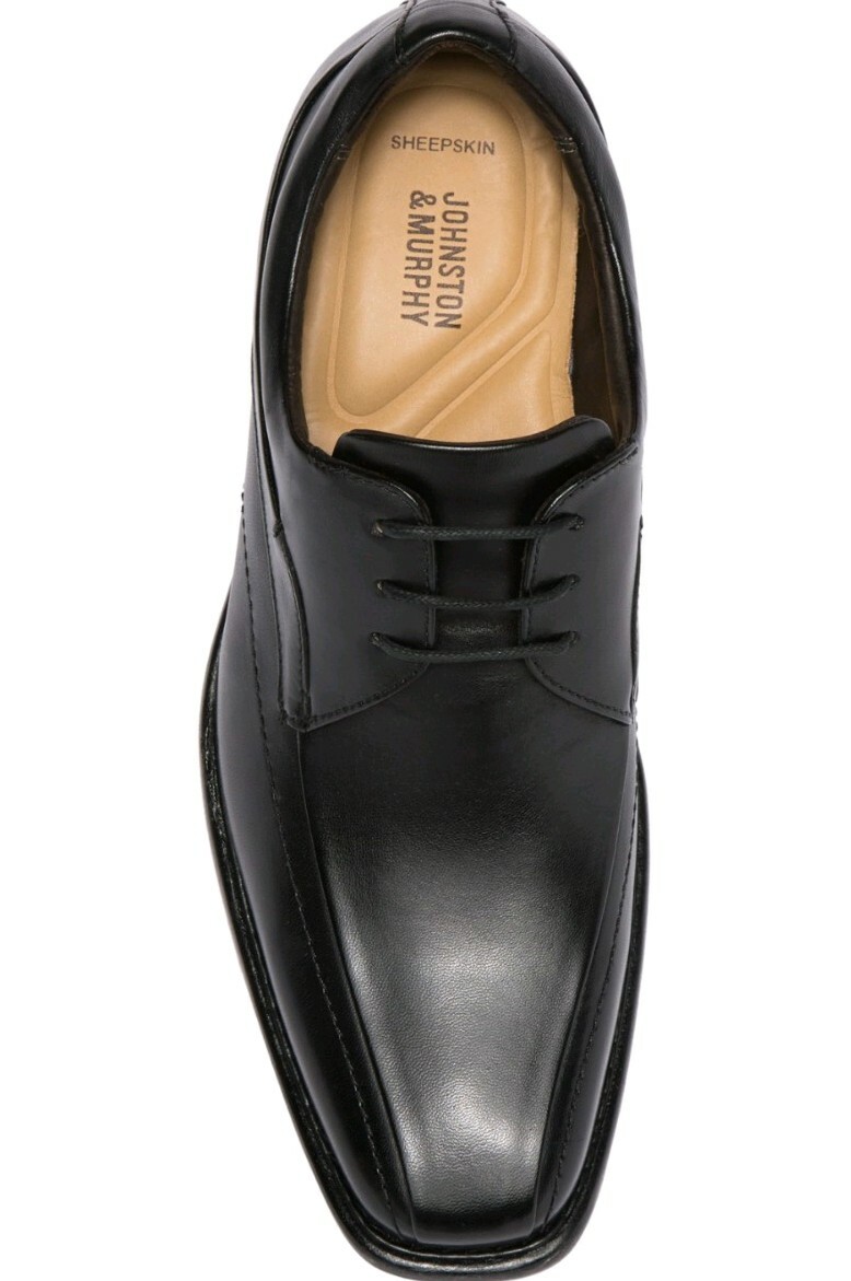 Johnston & Murphy Tilden Black Leather Bike Toe Dress Oxford  display picture 2