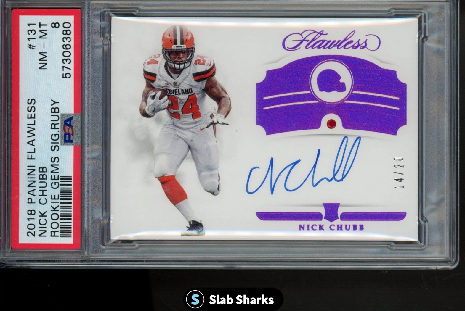 Nick Chubb Panini Flawless Rookie Gems Signatures Ruby #131 Base