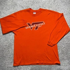 Virginia Tech T Shirt Mens Large Hokies Orange Effect Long Sleeve 2007 Jerzees