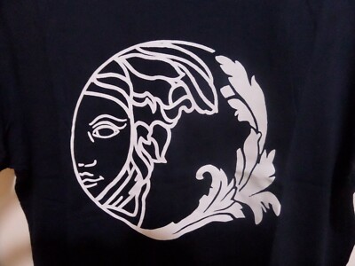 VERSACE COLLECTION T-shirt DEEP BLUE ,MEGA WHITE Logo New Collection M Party