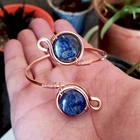 Lapis Lazuli Crystal Wire Wrapped Copper Cuff Handmade Bracelet