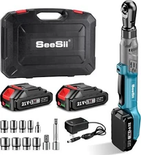 Seesii 1/2" Cordless Ratchet Right Angle Impact Wrench 66Ft-lb Brushless Wrench