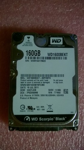 WESTERN DIGITAL WD1600BEKT-00PVMT0 160GB 7200RPM 2.5" HARD DRIVE - Picture 1 of 1