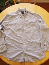 CHAPS BUTTON UP DRESS SHIRT BLUE &WHITE SIZE XL