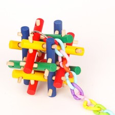 Hanging Parrot Bird Bite Toy Colorful Wood Chewing Ball Toy Parrot Cage