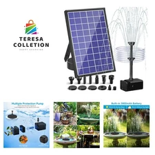 Solar Water Pump Built-in 3000mAh Battery, 8W Solar Bird Bath Pump with 16.64...