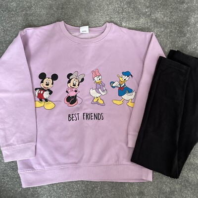 Mädchen Disney Sweatshirt lila Alter 8 Jahre Beste Freunde Minnie Mickey kostenlose Leggings