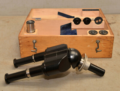 Karl Zeiss precision binnocular microscope head extra lenses case German quality