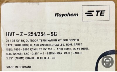 Raychem HVT-Z-254/354-SG Termination Kit, 35kV, Heat Shrink, 3 Tips, TE Conecti