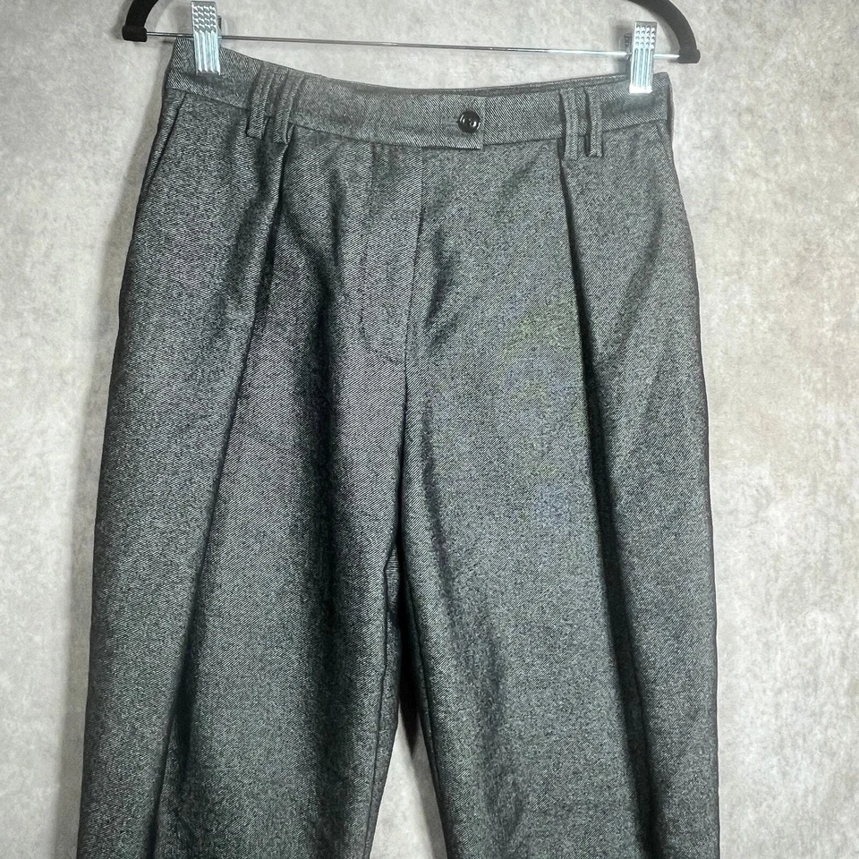 Pantalones de vestir Giorgio Armani para mujer 28 gris lana plisada frontal etiqueta negra diseñador Foto 2 de 4