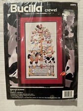 VTG NOS Bucilla Crewel Barnyard Blessing Embroidery Kit 40870 Farm Chickens