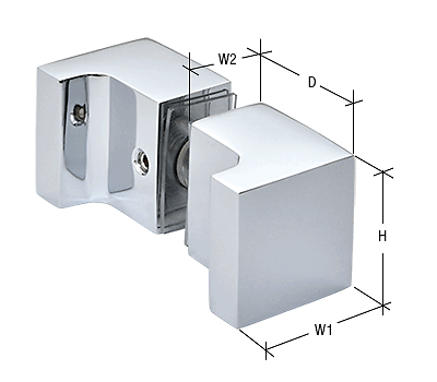 CRL SDKSQ2CH Polished Chrome Back-to-Back Square Finger Pull Knob - Picture 2 of 4