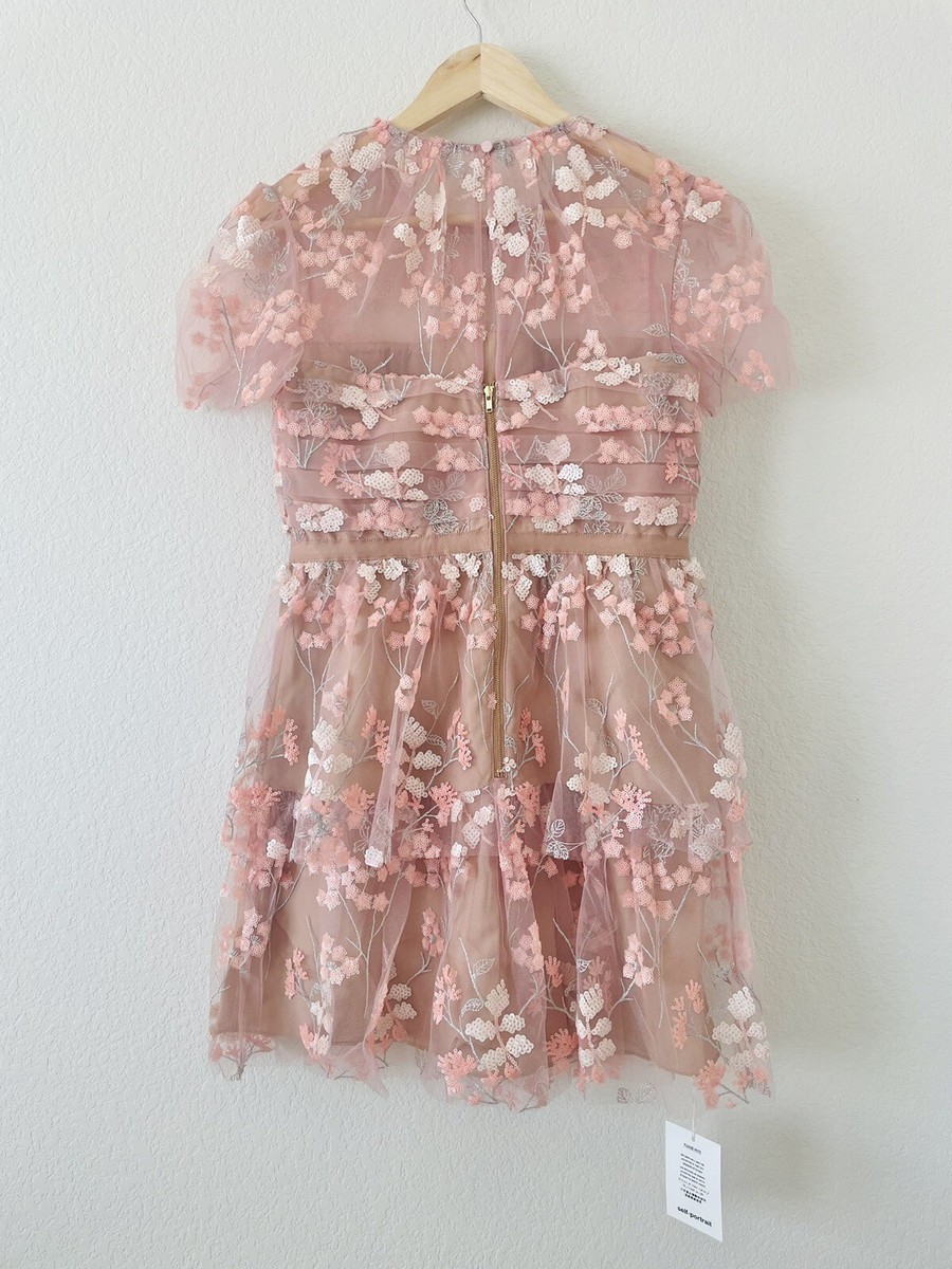 Self-Portrait Dresses | Nwt Self Portrait Pink Flower Mesh Tiered Mini Dress | Color: Pink | Size: 6 | Thomigun's Closet