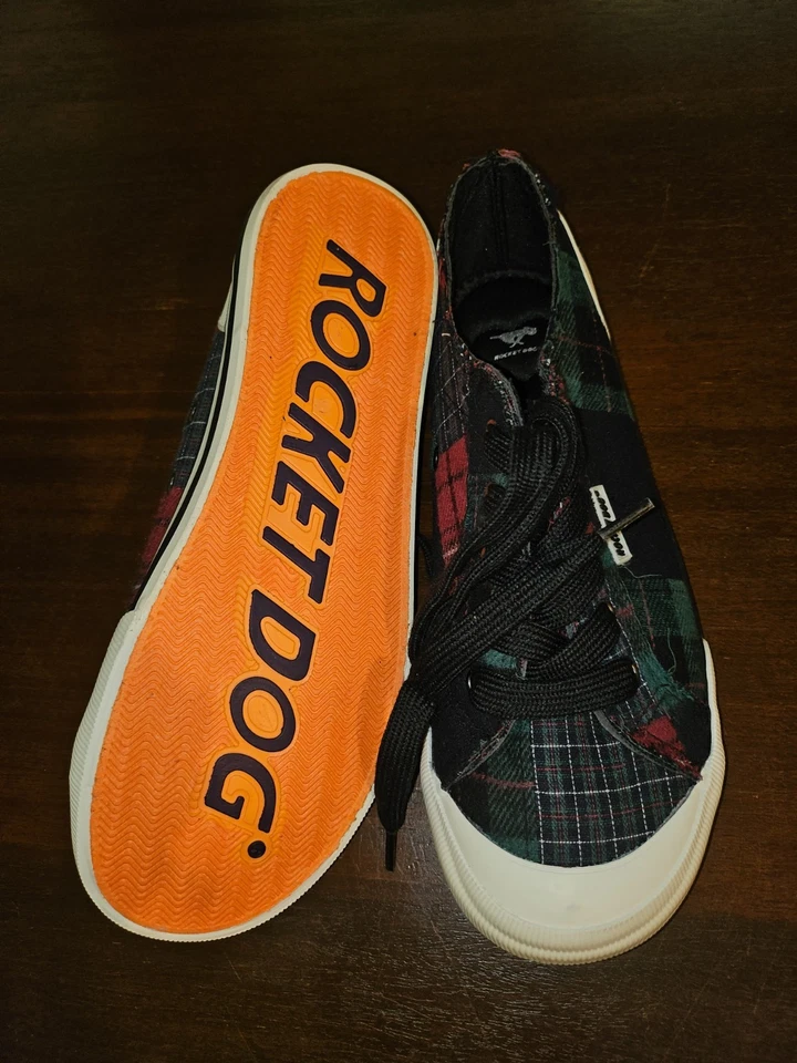 Zapatillas deportivas Rocket Dog para mujer Jumpin Harlem de algodón zapatos verde rojo a cuadros nuevas 8,5 Foto 2 de 4