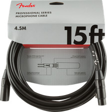 Genuine Fender Professional Series Microphone Cable, 15', Black - 15 Feet Long