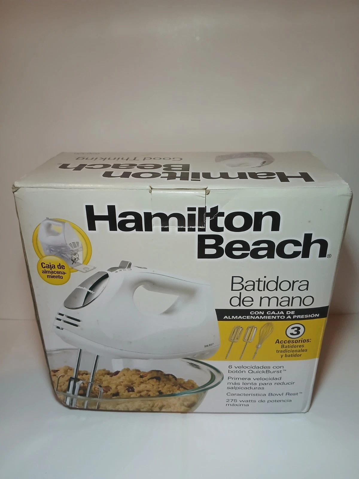 Hamilton Beach 62632R Hand Mixer with Snap-On Case 3 Attachments White