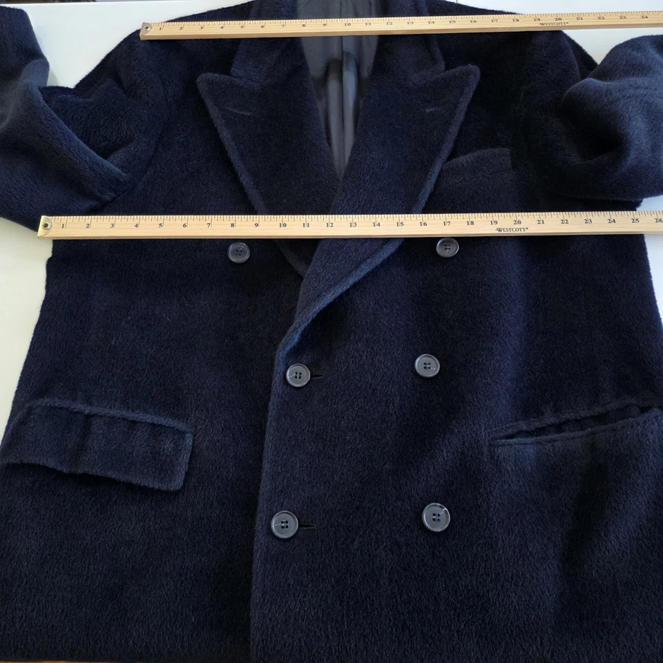 Casaco masculino vintage 96 Ermenegildo Zegna macio 4GGUG0 50R lã marinha angorá cashgora FLAW - Imagem 4 de 4