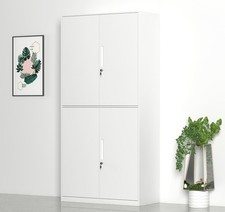 LOCKABLE METAL STORAGE CABINET STEEL OFFICE  CUPBOARD WITH TWO SETS DOUBLE DOORS