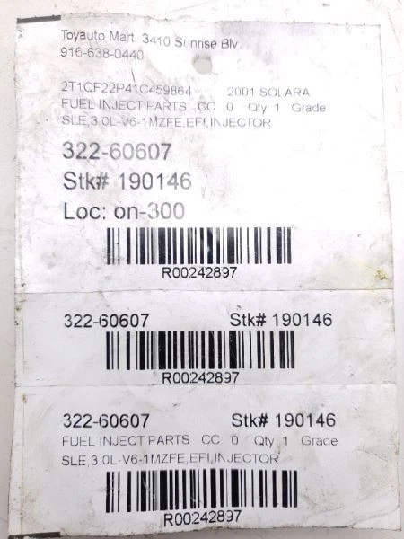 99-03 TOYOTA SOLARA SLE 3.0L 6CYL ТОПЛИВНЫЙ ИНЖЕКТОР  - Изображение 4 из 4