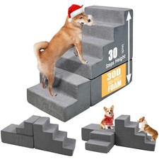 30" Dog Stairs Steps for Small Dogs for High Beds 6-Step Pet Ramp Up to 30-36...