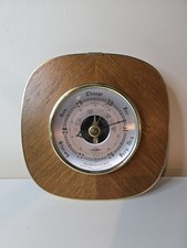 vintage Shortland SB aneroid barometer in a wood surround, made in England 1950