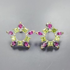 Jewellery Natural Peridot Earrings 925 Sterling Silver /E132104