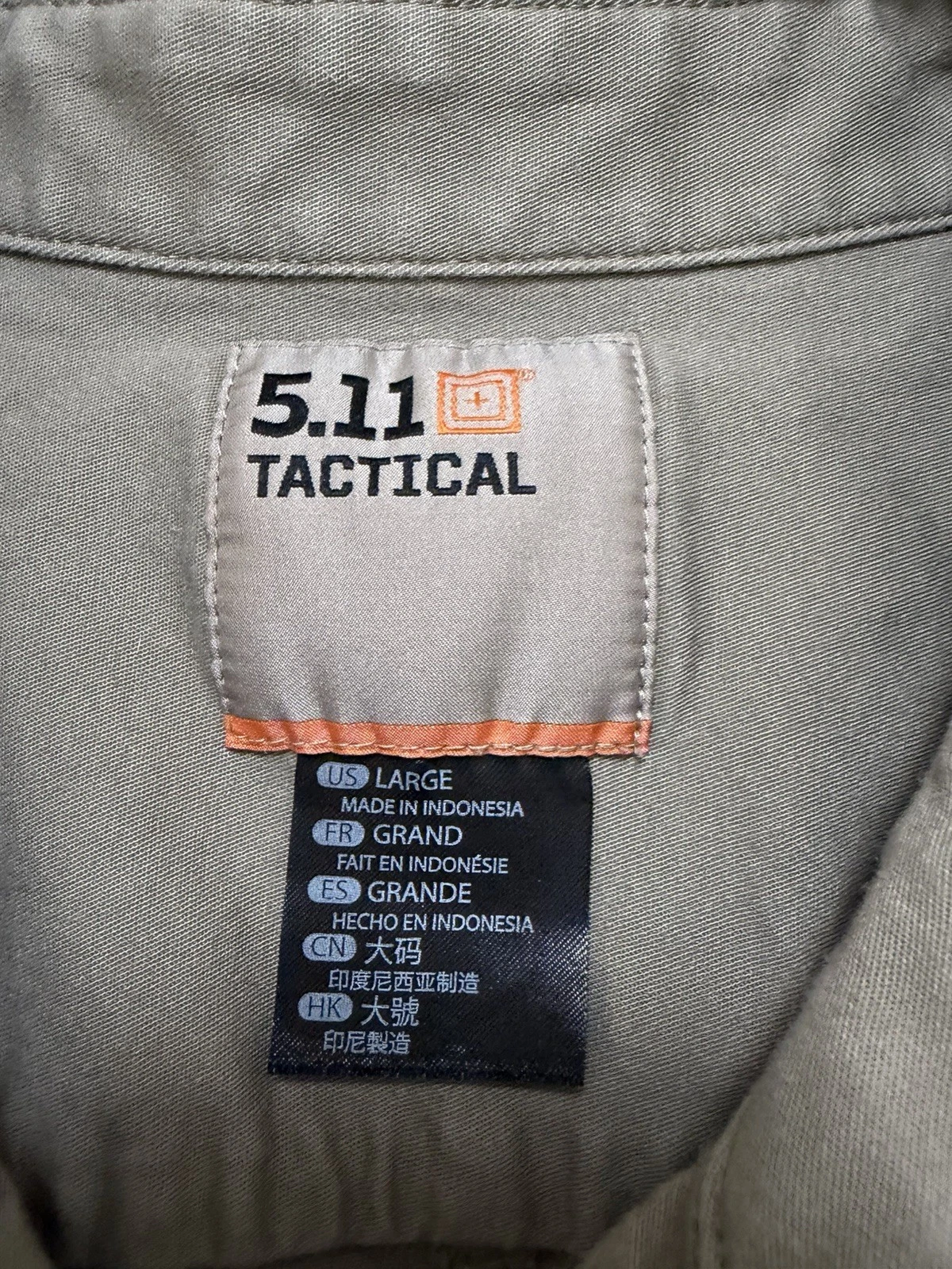 5.11 Tactical Shirt Mens Large Button Down Gray Long Sleeve Workwear Hiking